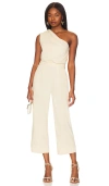 Free People One Shoulder High Waisted Jumpsuit In Tan In Cream