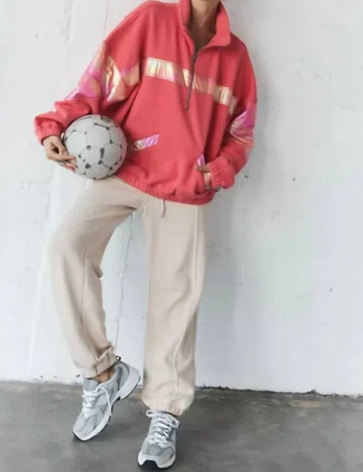 Free People Away We Go Half Zip Jacket In Hibiscus In Pink