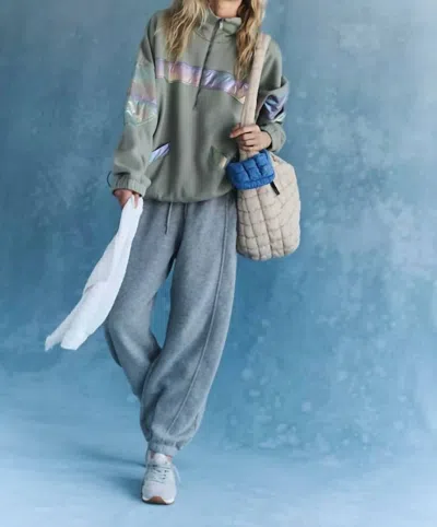 Free People Away We Go Half Zip Jacket In Sage Stone In Multi
