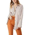 FREE PEOPLE BABY CORD BUTTON DOWN SHIRT IN CHAMPAGNE