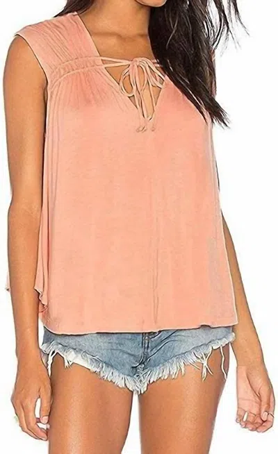 Free People Back In Town Knit Sleeveless Blouse In Peach In Pink