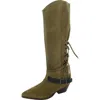 Free People Back Lace Sway Low Womens Belted Leather Knee-high Boots In Multi