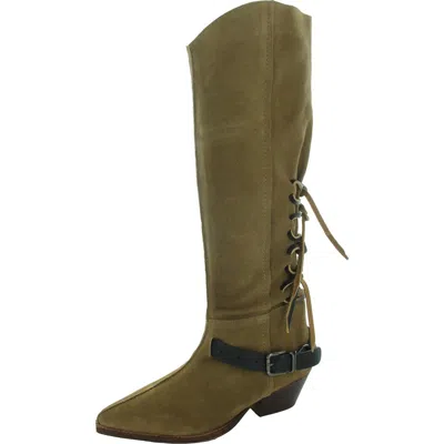 Free People Back Lace Sway Low Womens Belted Leather Knee-high Boots In Multi