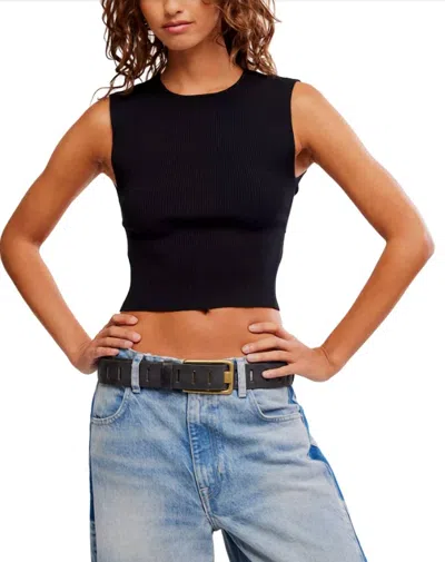 Free People Back To Back Crop Tank Top In Black