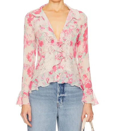 Free People Bad At Love Blouse In Pink In Multi