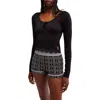 Free People Bail Out Crop Thermal Knit Top In Black
