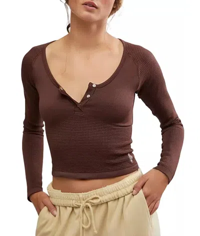 Free People Bail Out Long Sleeve Layer Top In Cocoa In Dark Espresso