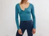 Free People Bail Out Long Sleeve Top In Midnight Jade In Blue