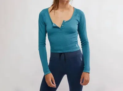 Free People Bail Out Long Sleeve Top In Midnight Jade In Blue