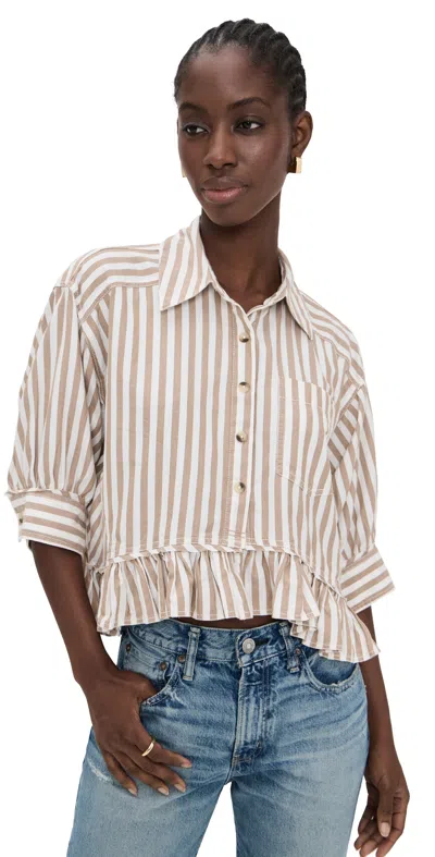 Free People Bailey Stripe Shirt Neutral Combo In Multi