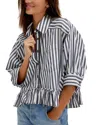 Free People Bailey Striped Shirt In Blue