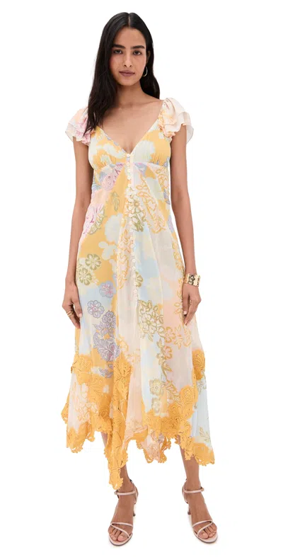 Free People Bali Aurora Midi Dress Soft Combo In Yellow