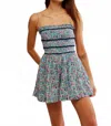 Free People Bali Checked Out Printed Romper In Gardenia Combo In Blue