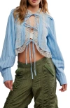 Free People Bali Jude Embroidered Lace Top In Blue