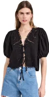 Free People June Embroidered Crop Top In Black Combo