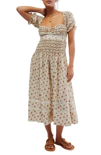 Free People Bali Juniper Smocked Sundress In Ditsy Floral Neutral