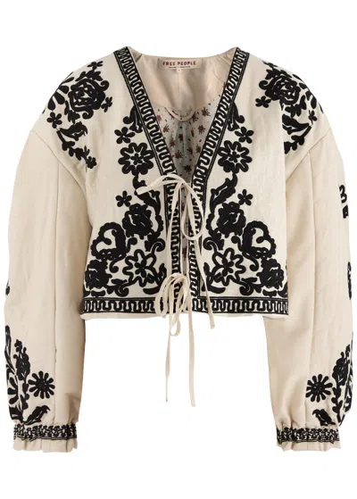 Free People Bali Mabel Embroidered Cotton Jacket In Cream