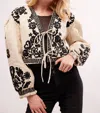 FREE PEOPLE BALI-MABEL JACKET IN BEIGE/ BLACK