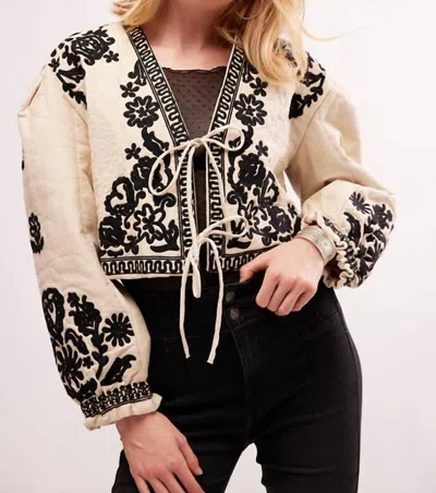 FREE PEOPLE BALI-MABEL JACKET IN BEIGE/ BLACK