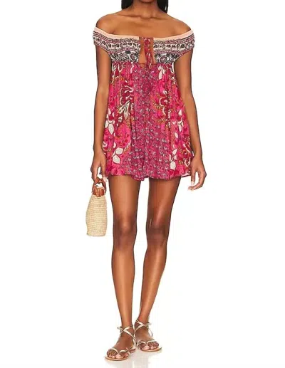 Free People Bali Mariposa Slip Dress In Strawberry Combo In Multi