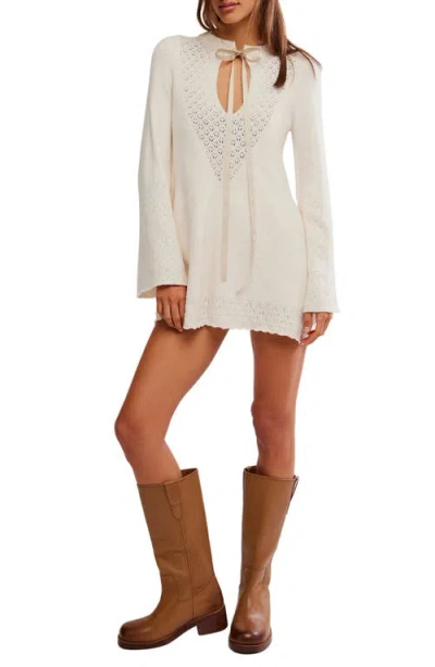 Free People Bali Old Flame Sweater Dress In White