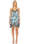 Free People Bali Slip Dress Women's Medium Blue V-neck Asymmetrical Hem Vsq158 In Blue