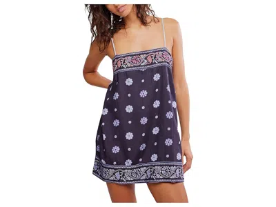 Free People Bali Embroidery Border Floral Minidress In Blue