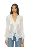 Free People Bali Tulula Chiffon Top In White