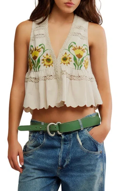 Free People Bali Vine Whispers Embroidered Tank In Neutral