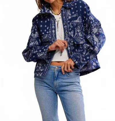 Free People Bandana Jacquard Shirt In Indigo Combo In Blue
