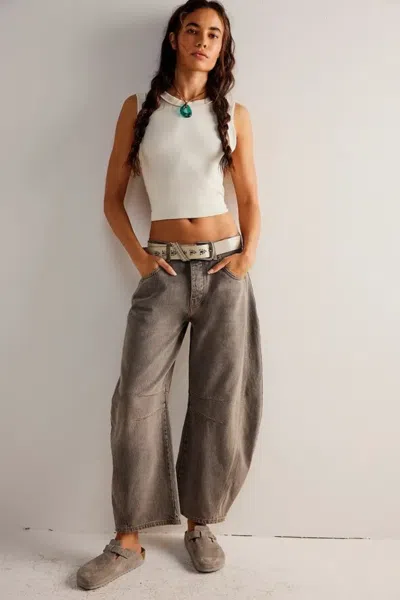 Free People Barrel Mid-rise Jeans In Gray