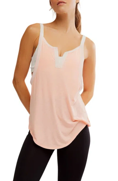 Free People Batter Up Tank In Pastel Peach Combo