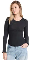 FREE PEOPLE BE MY BABY LONG SLEEVE TEE BLACK