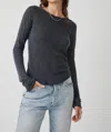 Free People Be My Baby Long Sleeve Knit Top In Black