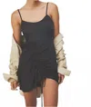Free People Be My Mini Slip Dress In Black In Gray