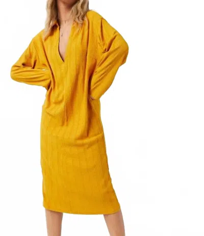 Free People Beach Aster Marigold Collar Tee Dress In Yellow In Orange