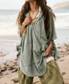 FREE PEOPLE BEACH LOVE PONCHO IN BLUE SURF COMBO