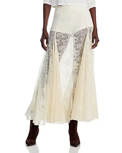 Free People Beat Of The Moment Floral Embroidery Maxi Skirt In Ivory