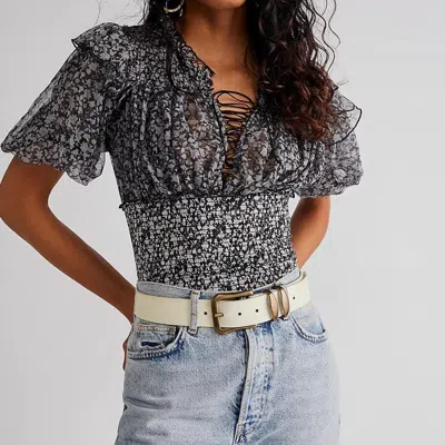 Free People Beatrice Floral Top In Black Combo