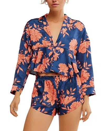 Free People Beauty Sleep Short Pajama Set In Cerulean Combo