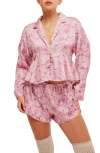 Free People Beauty Sleep Short Pajamas In Blushing Combo