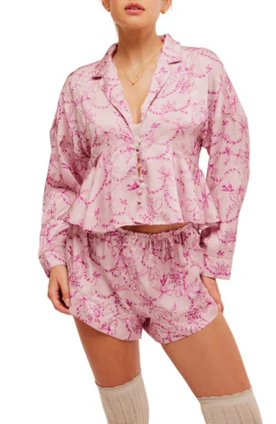 Free People Beauty Sleep Short Pajamas In Blushing Combo