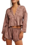 Free People Beauty Sleep Short Pajamas In Chocolate Combo Dot
