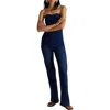 Free People Beckett Strapless Denim Jumpsuit In Blue