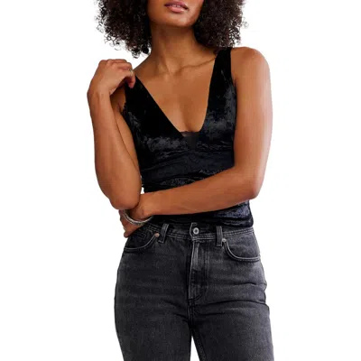 Free People Bed Of Rose Velvet Camisole In Black