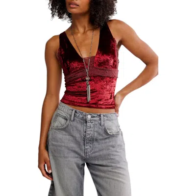 Free People Bed Of Rose Velvet Camisole In Red