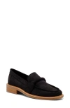 Free People Bedford Lizard Embossed Loafer In Black Suede