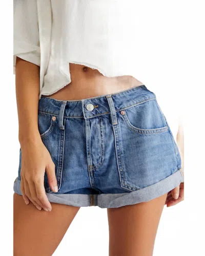 Free People Beginners Luck Slouch Low Rise Shorts In Felicity In Blue