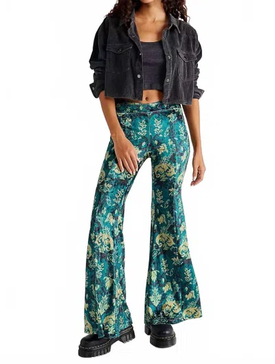 Free People Bell Bottom Pant In Emerald Combo In Multi