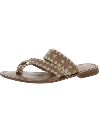 Free People Bella Caia Womens Leather Thong Slide Sandals In Neutral